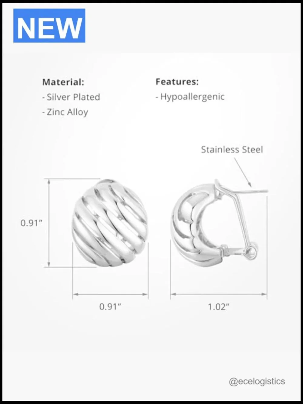 Vintage Textured Ribbed Huggie Hoop Earrings, Geometric Statement Knot Dome,